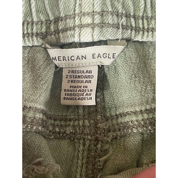 American Eagle Stretch Tomgirl Utility Jogger Green Mid Rise Casual Size 2R - Picture 5 of 6
